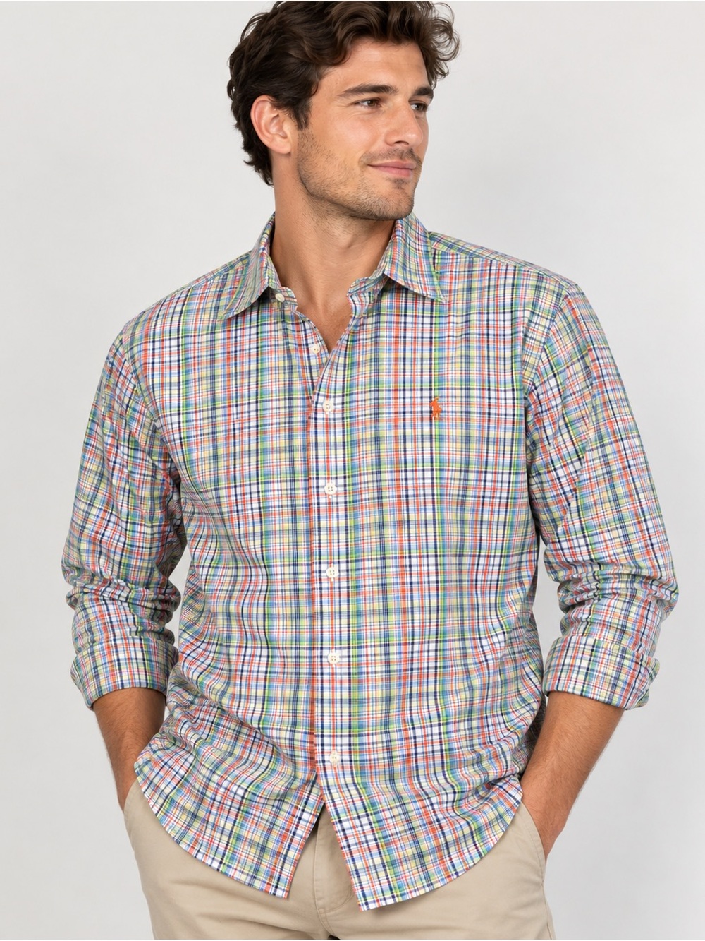Polo Ralph Lauren Mens XL 17 Plaid Button Down Shirt Classic Fit Long Sleeve